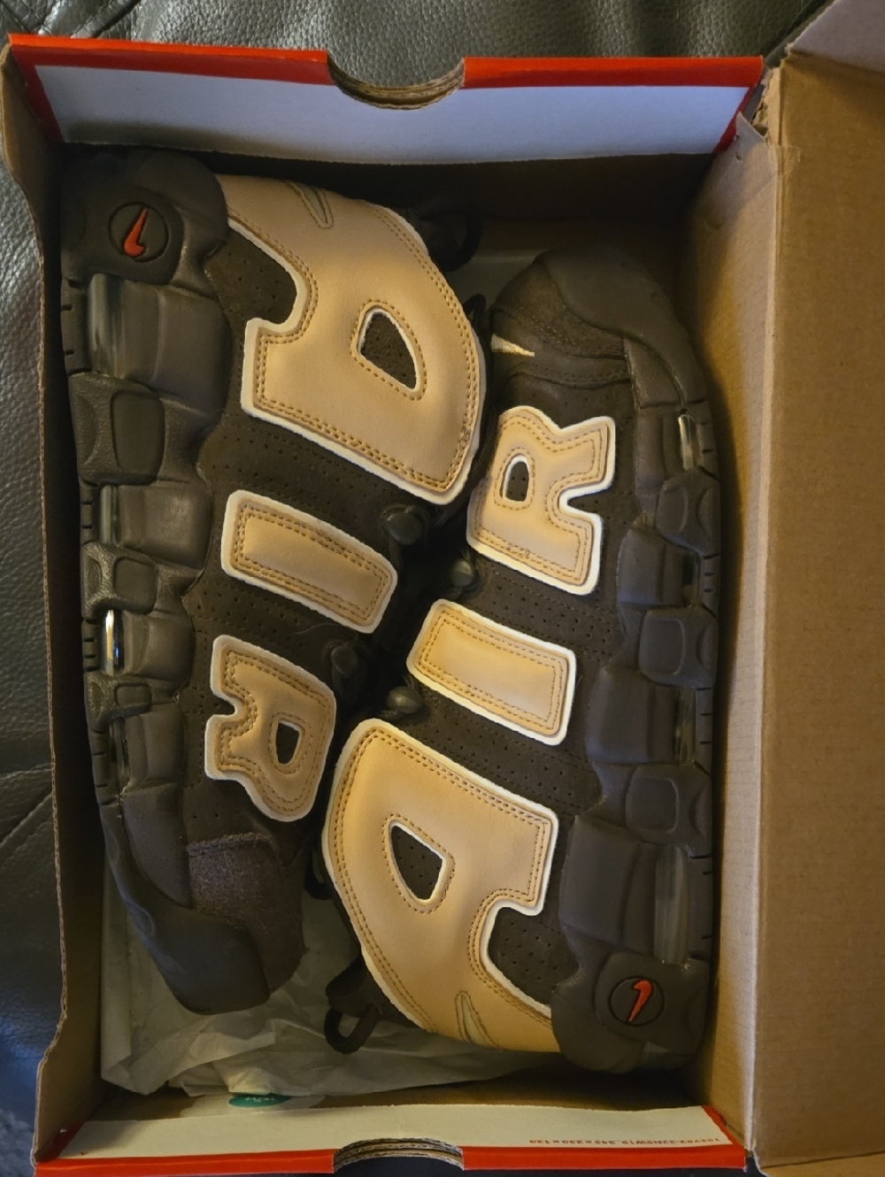 Nike Black and Tan Air More Uptempo Trainers